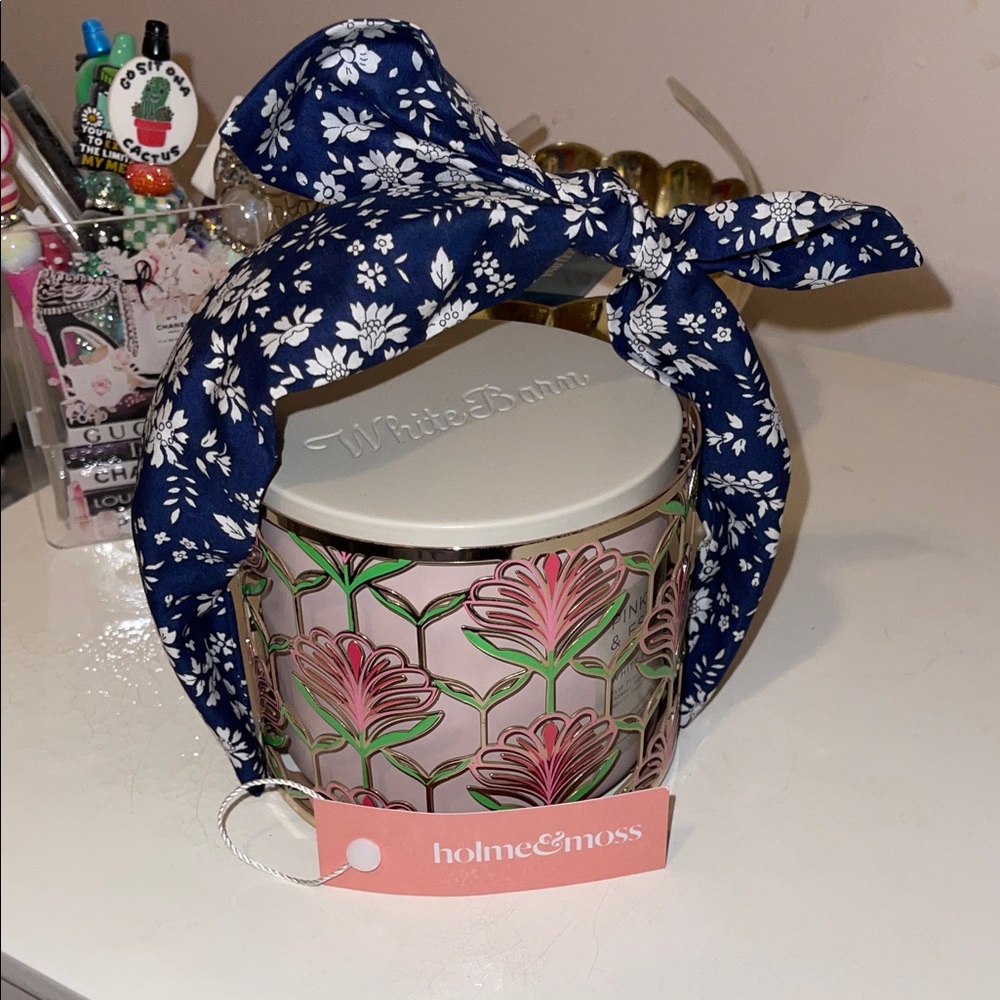 Navy Floral Hair Scarf
